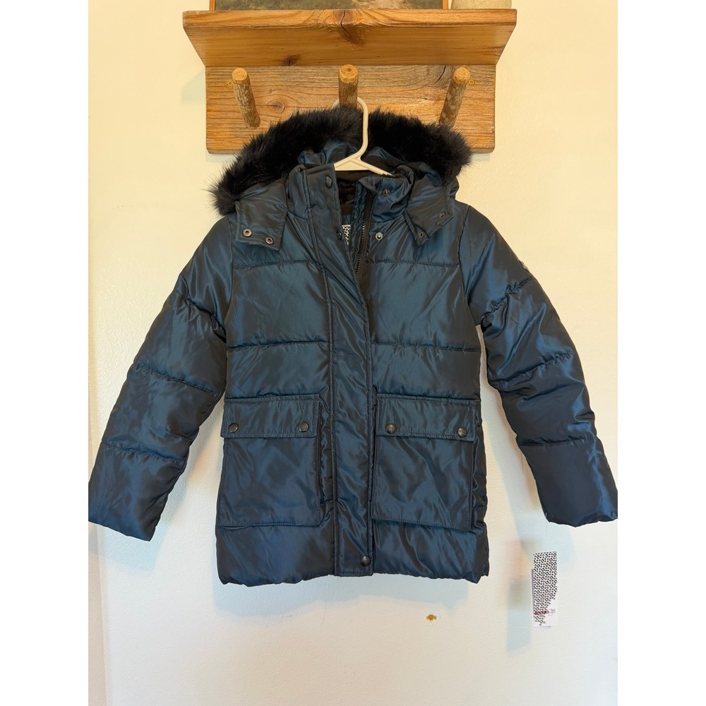 Kensie Girl new Big Girls' Iridescent Hooded Puffer Jacket coat size small 7/8